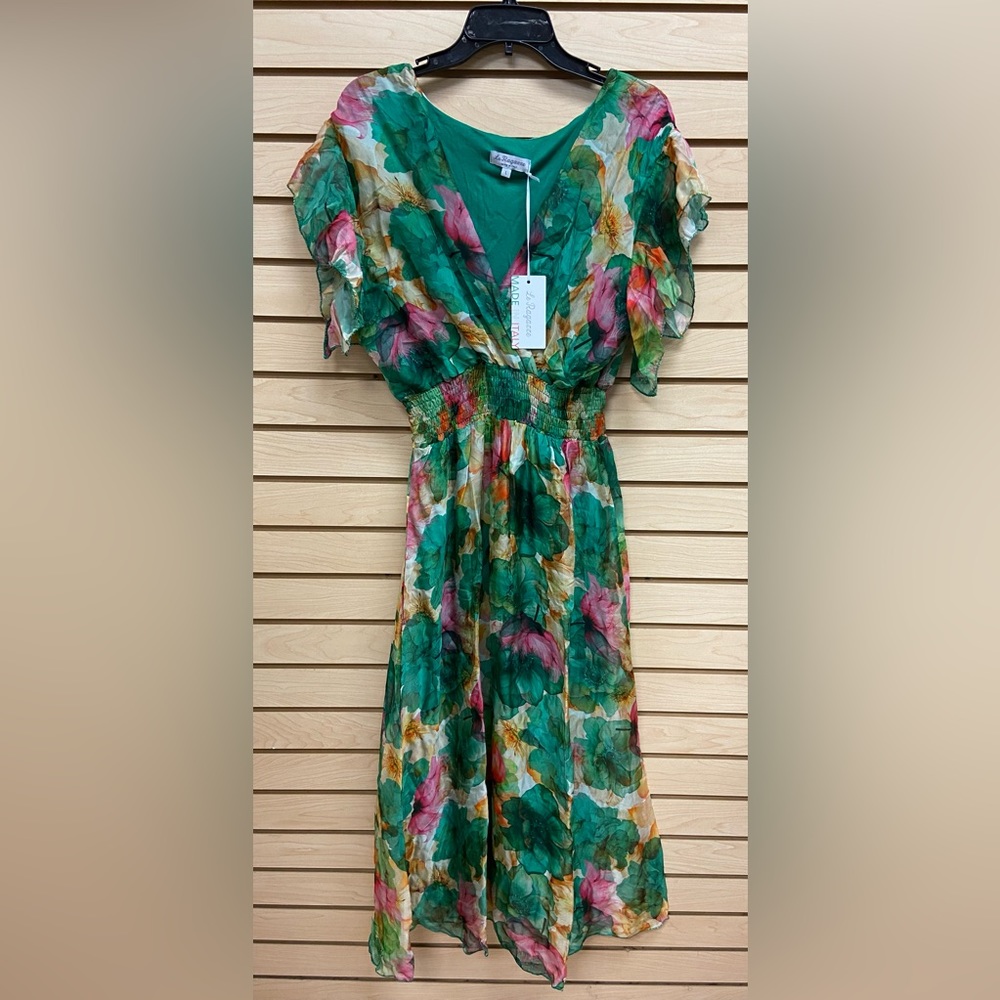 NWT LE RAGANNE FASHIONABLE MADE IN ITALY WOMEN SILK BLEND DRESS SIZE LARGE